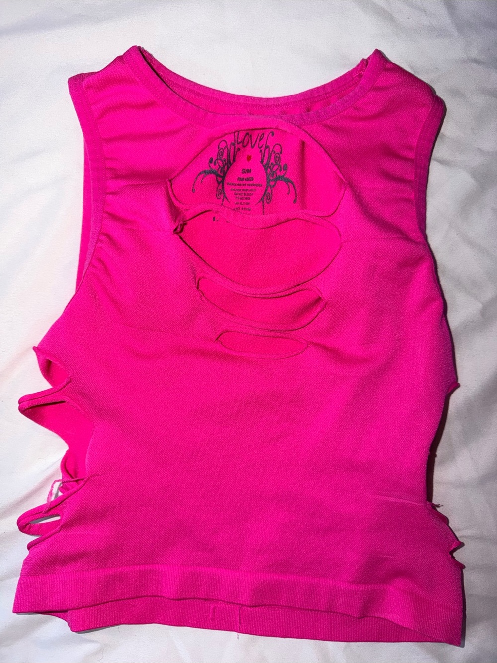 Cutout Ribbed Crop Tank in Hot Pink